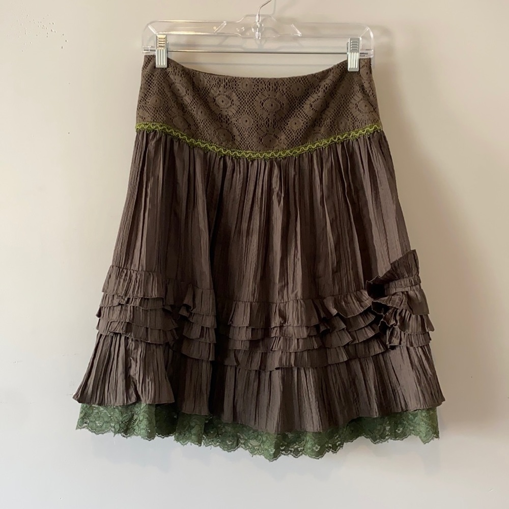 vintage earth tone textured skirt